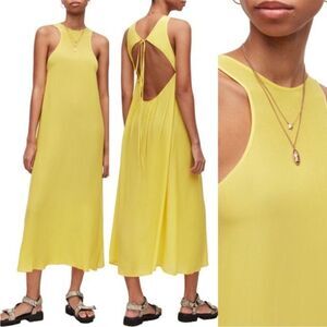 AllSaints Cerellia Yellow Open Back Sleeveless Beach Maxi Dress Size US 2